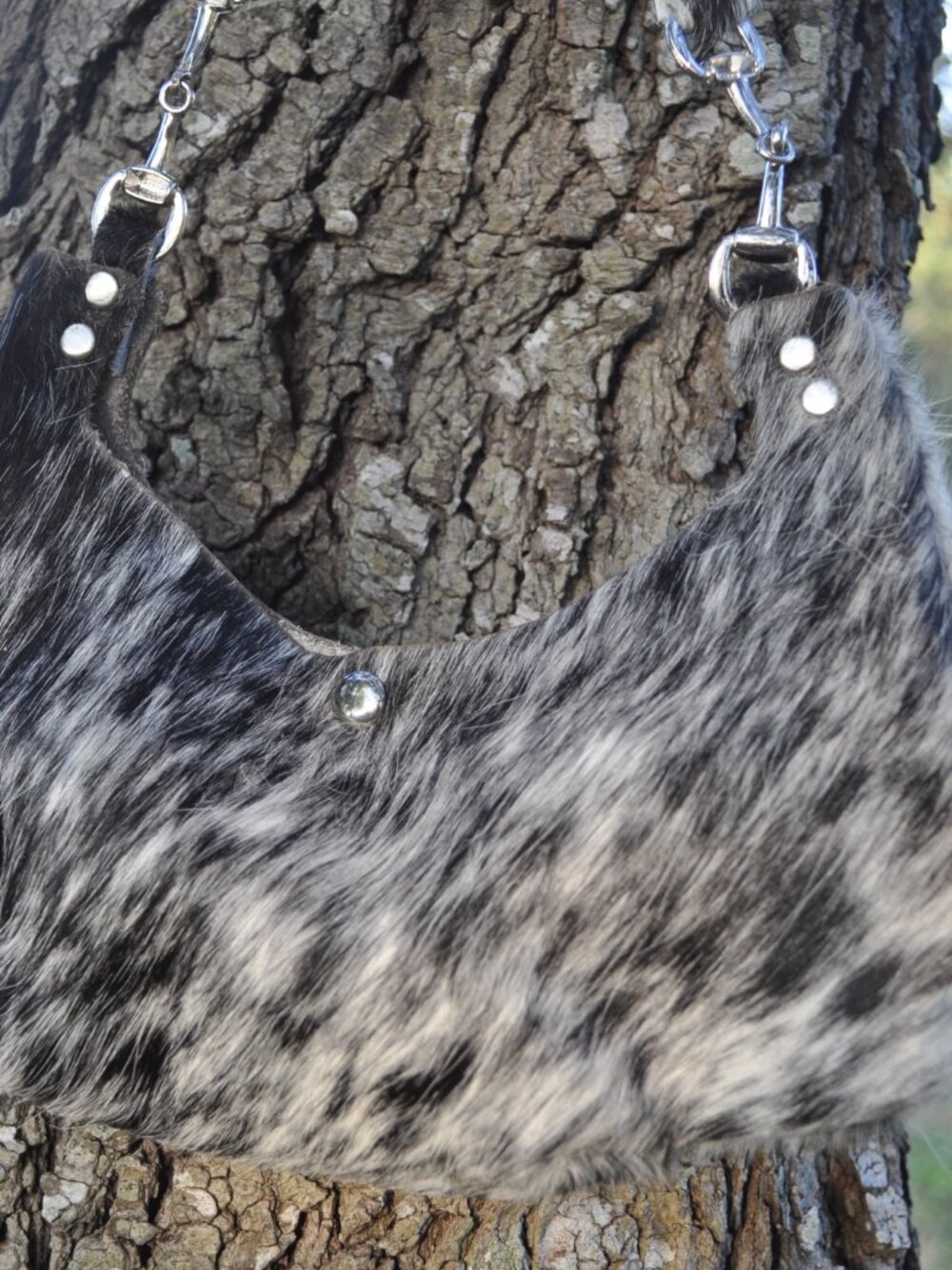 🖤🤍 Handmade "Cookies & Cream" Cowhide Purse | Genuine Leather | One of a Kind - Picture 4 of 6